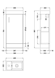 Nuie Vault 400mm floor standing vanity unit in Gloss White - dimensioned line drawing