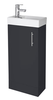 Nuie Vault 400mm floor standing 1 door compact vanity unit with basin in Soft Black