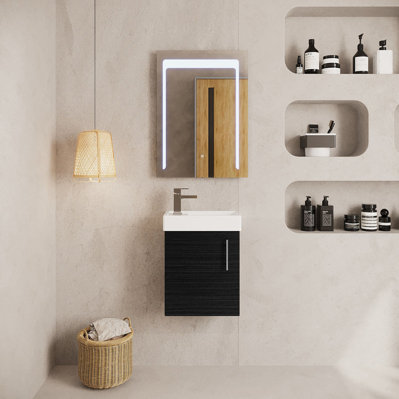 Nuie Vault 400mm wall hung vanity unit in Charcoal Black - bathroom lifestyle setting