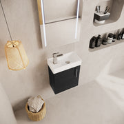 Nuie Vault 400mm wall hung vanity unit in Charcoal Black - bathroom lifestyle setting