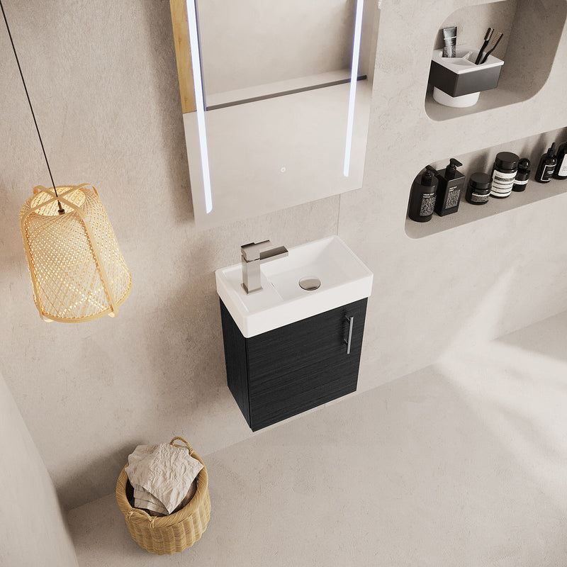 Nuie Vault 400mm wall hung vanity unit in Charcoal Black - bathroom lifestyle setting