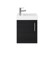 Nuie Vault 400mm wall hung 1 door compact vanity unit with basin in Charcoal Black