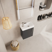 Nuie Vault 400mm wall hung vanity unit in Gloss Grey - bathroom lifestyle setting