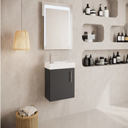 Nuie Vault 400mm wall hung vanity unit in Gloss Grey - bathroom lifestyle setting