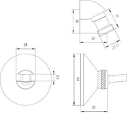 Nuie Wall Bracket & Elbow Chrome (A310A) line drawing