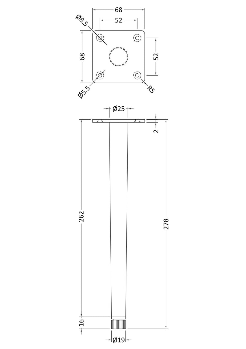 Nuie Wall Hung Vanity Decorative Legset line drawing