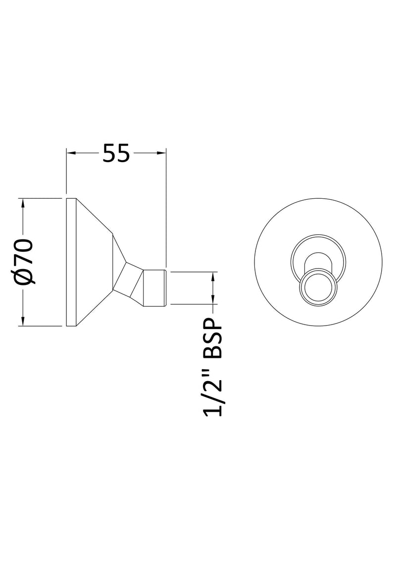 Nuie Wall Mounted Couplings Chrome (X3130) line drawing