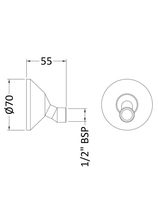 Nuie Wall Mounted Couplings Chrome (X3130) line drawing