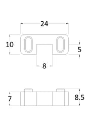 Nuie Wetroom Screen Horseshoe Support Foot line drawing