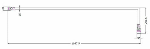 Nuie Wetroom Screen Support Arm Chrome (ARM22) line drawing