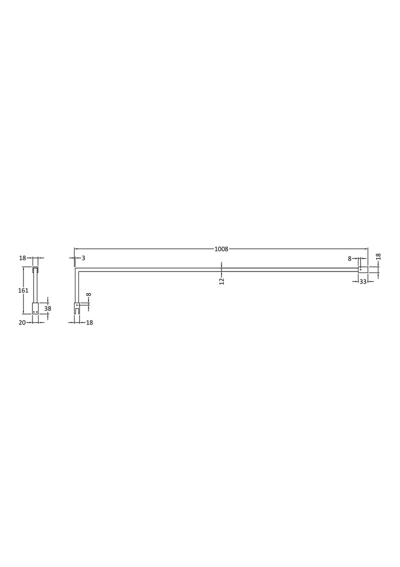 Nuie Wetroom Screen Support Arm line drawing