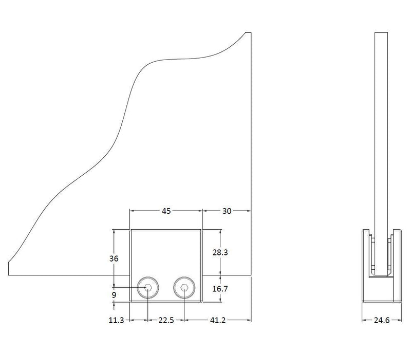 Nuie Wetroom Screen Support Foot Chrome (WRSF001) line drawing