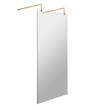 Nuie Wetroom Screen with Support Arms 1950mm (All Sizes) in 1000mm Brushed Brass (NWAF10BB)