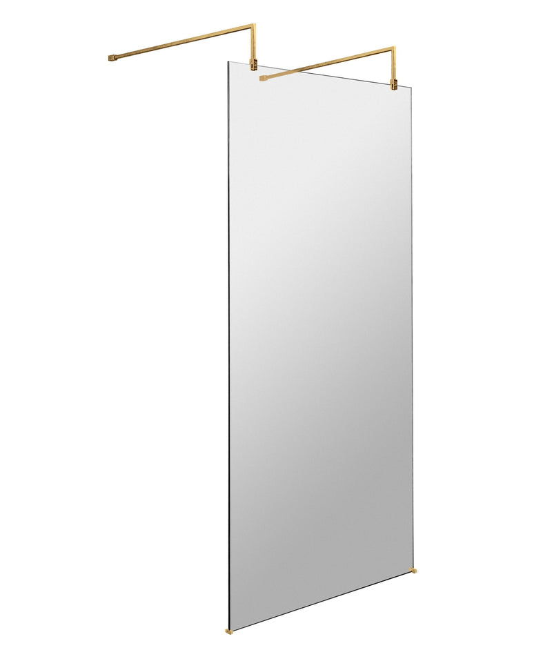 Nuie Wetroom Screen with Support Arms 1950mm (All Sizes) in 1000mm Brushed Brass (NWAF10BB)