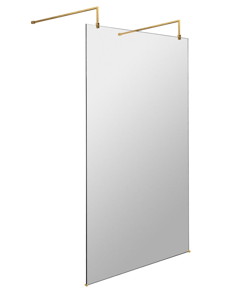 Nuie Wetroom Screen with Support Arms 1950mm (All Sizes) in 1100mm Brushed Brass (NWAF11BB)