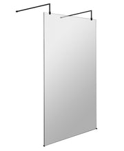 Nuie Wetroom Screen with Support Arms 1950mm (All Sizes) in 1200mm Matt Black (NWAF12BP)