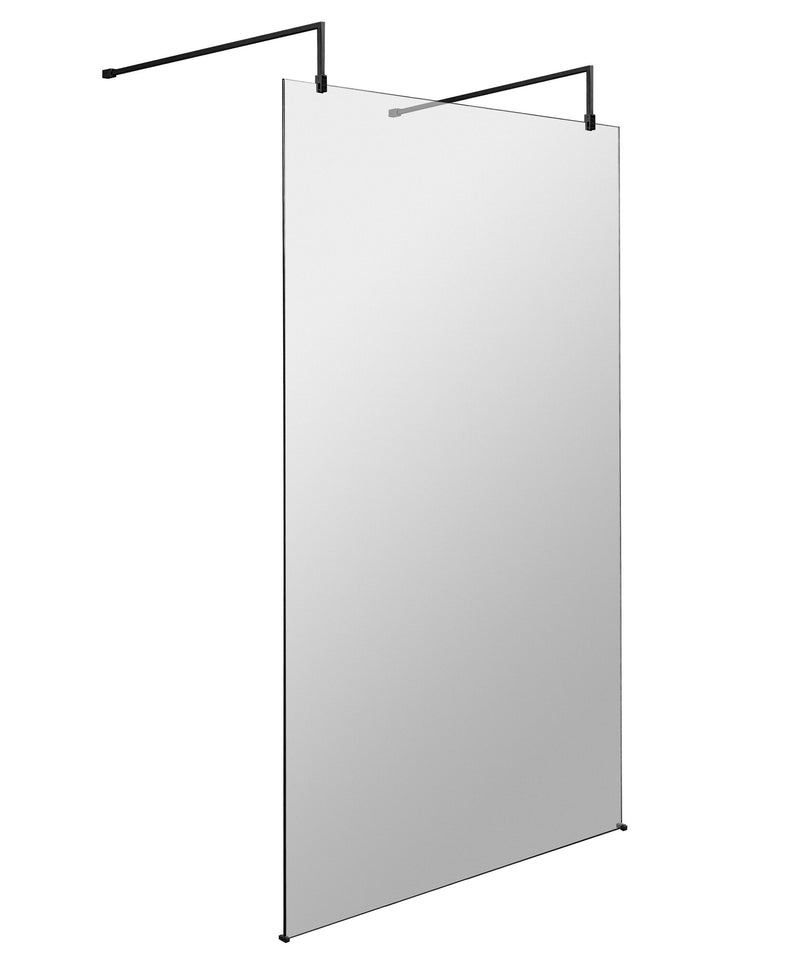 Nuie Wetroom Screen with Support Arms 1950mm (All Sizes) in 1200mm Matt Black (NWAF12BP)