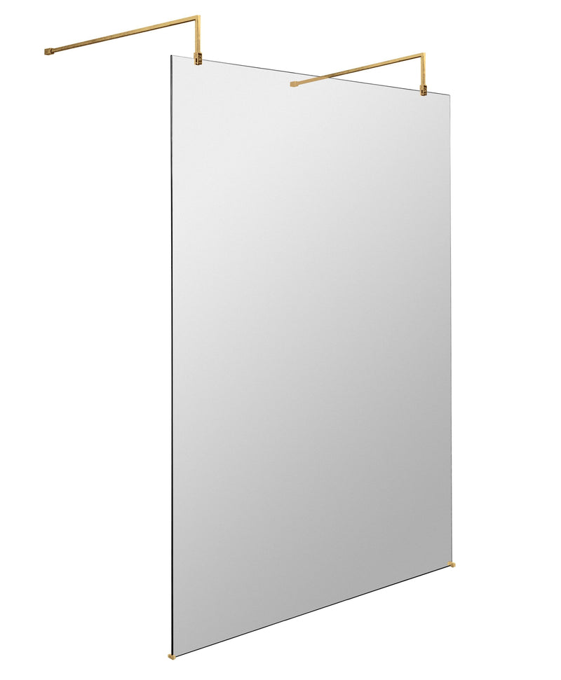 Nuie Wetroom Screen with Support Arms 1950mm (All Sizes) in 1400mm Brushed Brass (NWAF14BB)