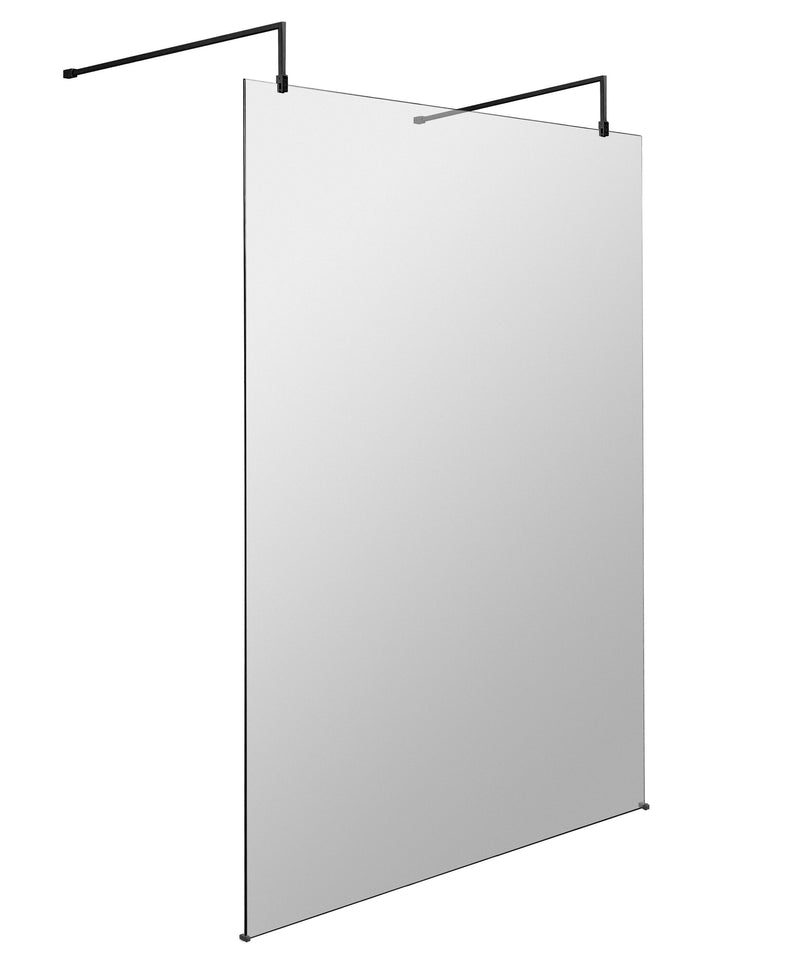 Nuie Wetroom Screen with Support Arms 1950mm (All Sizes) in 1400mm Matt Black (NWAF14BP)
