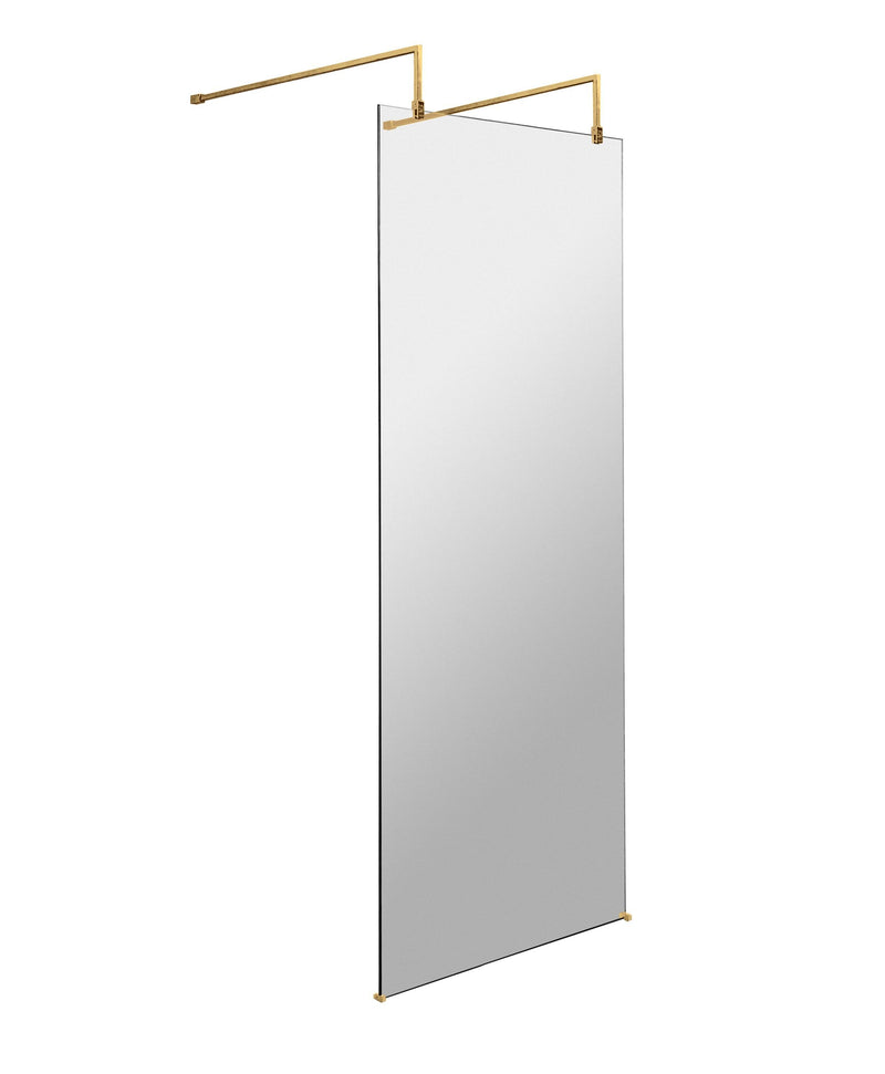 Nuie Wetroom Screen with Support Arms 1950mm (All Sizes) in 700mm Brushed Brass (NWAF070BB)