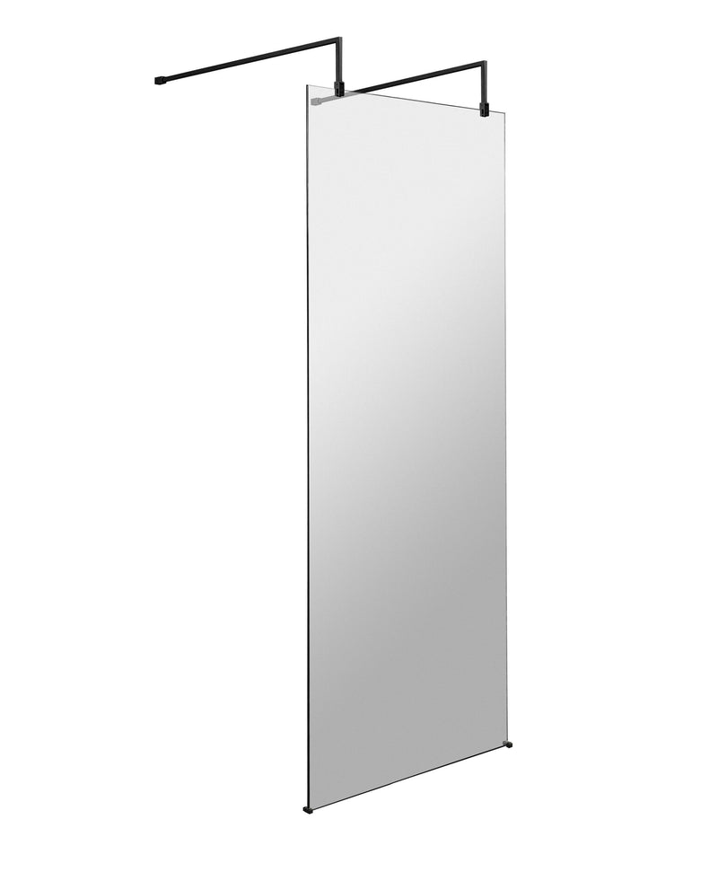 Nuie Wetroom Screen with Support Arms 1950mm (All Sizes) in 760mm Matt Black (NWAF076BP)