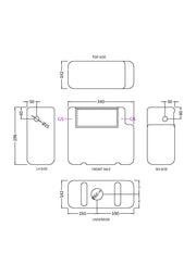 Nuie White Dual Flush Side Inlet Concealed Cistern dimensioned line drawing