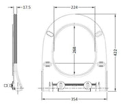 Nuie White Round Soft Close Toilet Seat with Top Fix Hinge for Freya (NCG398) line drawing