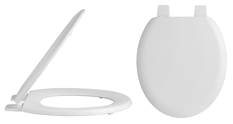 Nuie White Traditional Round Wooden Toilet Seat with Bottom Fix Hinge (NTS303)