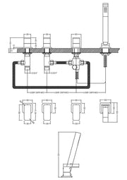 Nuie Windon Bath Shower Mixer 4 Tap Hole Chrome dimensions diagram WIN334