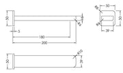 Nuie Windon Bath Spout Chrome dimensions diagram WIN300