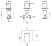 Nuie Windon Concealed Stop Tap Chrome dimensions diagram WINST10