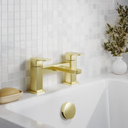 Nuie Windon Deck Mounted Bath Filler Brushed Brass lifestyle image