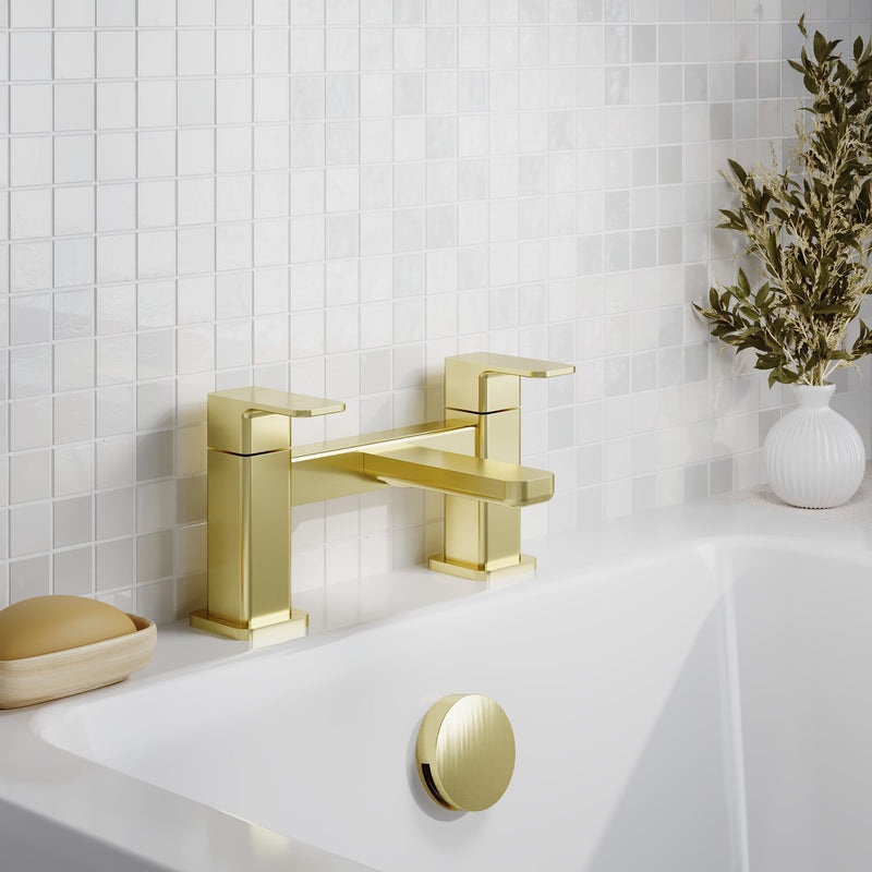 Nuie Windon Deck Mounted Bath Filler Brushed Brass lifestyle image