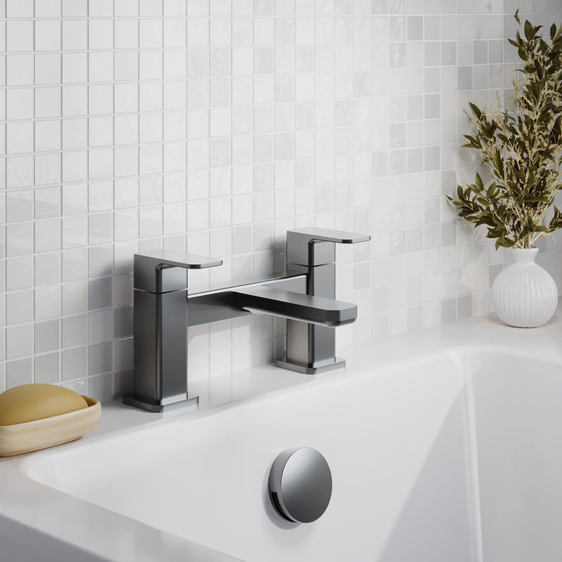 Nuie Windon Deck Mounted Bath Filler Brushed Pewter lifestyle image