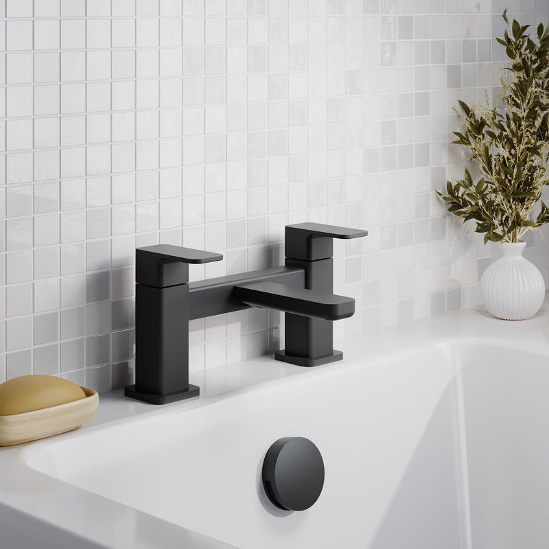 Nuie Windon Deck Mounted Bath Filler Matt Black lifestyle image