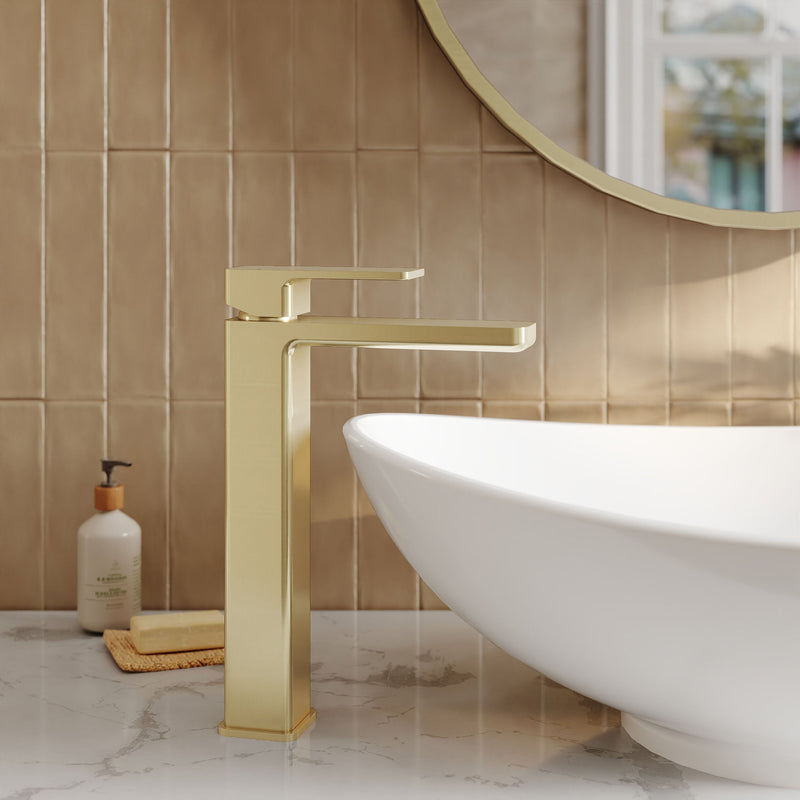 Nuie Windon High Rise Mono Basin Mixer Brushed Brass lifestyle image