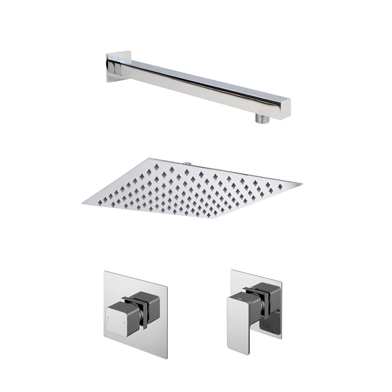 Nuie Windon Chrome 1 Outlet Concealed Thermostatic Shower System with Cartridge & Riser — SBS125ST1
