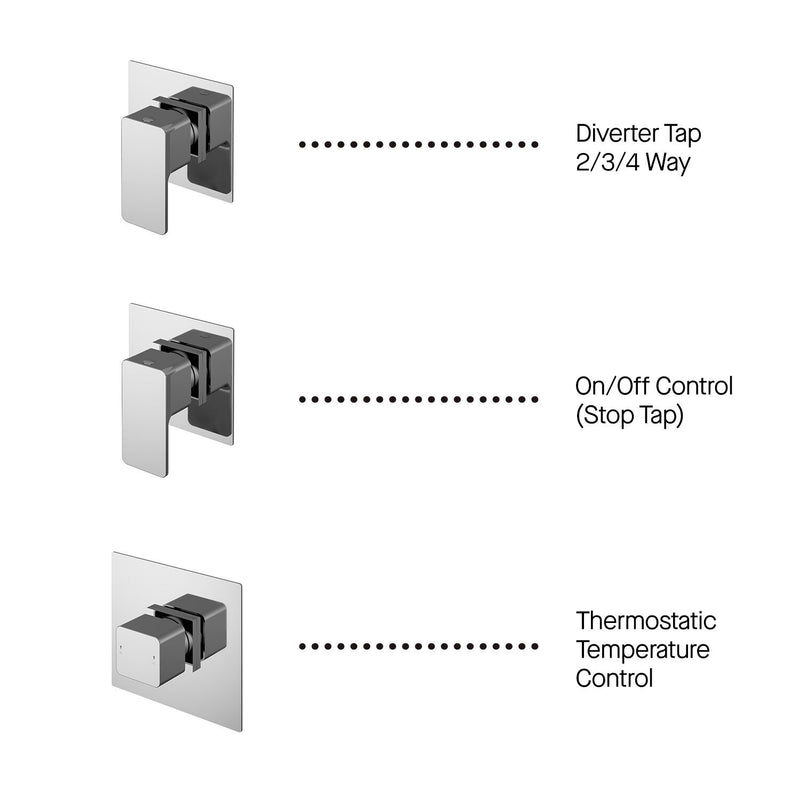 Nuie Windon Chrome 2 Outlet Concealed Thermostatic Shower Valve with Diverter additional view