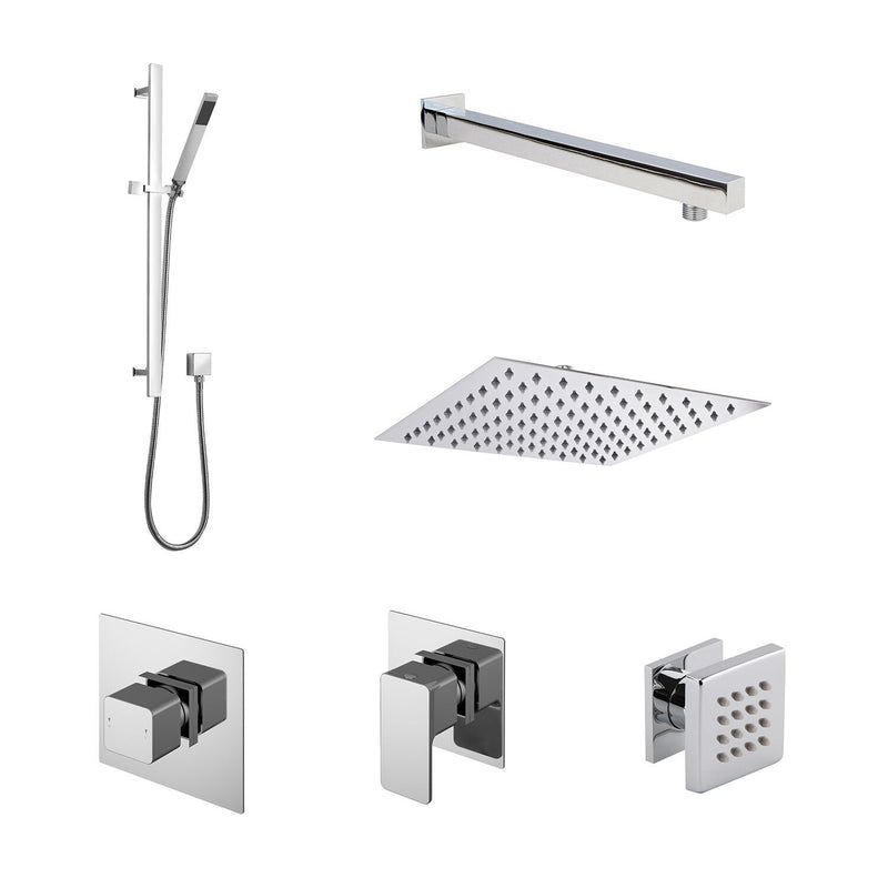 Nuie Windon Chrome 3 Outlet Concealed Thermostatic Shower System with Stop Taps — SBS135ST3