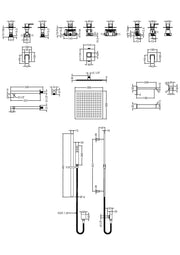 Nuie Windon Chrome 3 Outlet Concealed Shower Valve dimensions line drawing