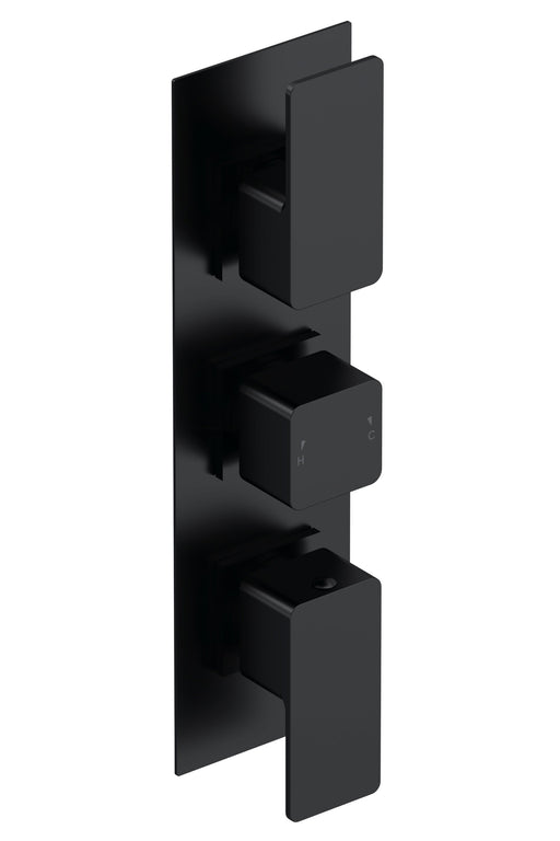 Nuie Windon Triple Concealed Thermostatic Shower Valve With Diverter 3 Outlet Matt Black WIN4TR03