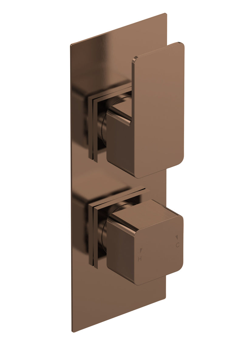 Nuie Windon Twin Concealed Thermostatic Shower Valve 1 Outlet Brushed Bronze WIN15TW01