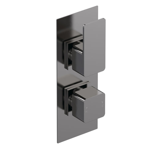 Nuie Windon Twin Concealed Thermostatic Shower Valve 1 Outlet Brushed Pewter WIN7TW01
