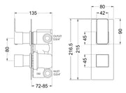 Nuie Windon Twin Concealed Thermostatic Shower Valve With Diverter 2 Outlet Brushed Bronze dimensions diagram WIN15TW02