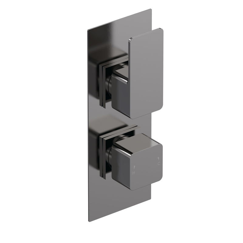 Nuie Windon Twin Concealed Thermostatic Shower Valve With Diverter 2 Outlet Brushed Pewter WIN7TW02