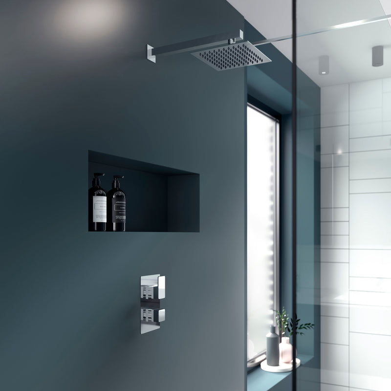 Nuie Windon Twin Concealed Thermostatic Shower Valve With Diverter 2 Outlet Chrome lifestyle image