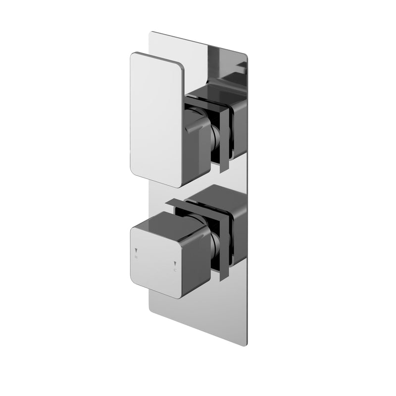 Nuie Windon Twin Concealed Thermostatic Shower Valve With Diverter 2 Outlet Chrome WINTW02