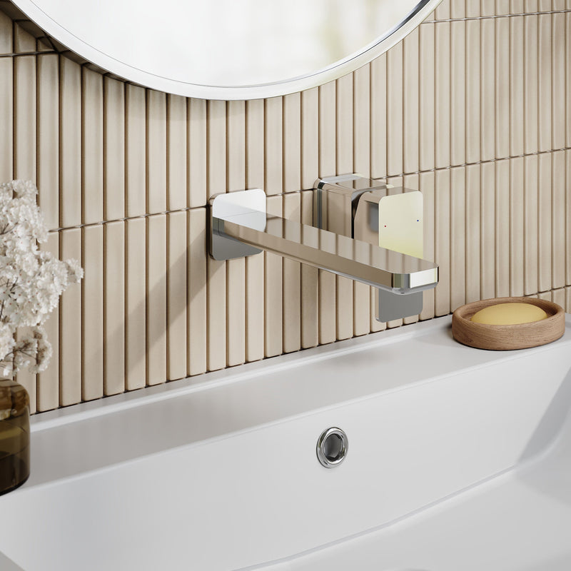 Nuie Windon Wall Mounted Basin Mixer 2 Tap Hole Chrome lifestyle image