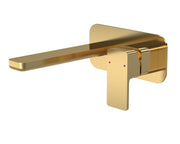 Nuie Windon Wall Mounted Basin Mixer 2 Tap Hole with Plate Brushed Brass WIN828