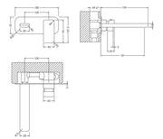 Nuie Windon Wall Mounted Basin Mixer 2 Tap Hole with Plate Brushed Bronze dimensions diagram WIN1528